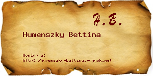 Humenszky Bettina névjegykártya