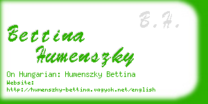 bettina humenszky business card